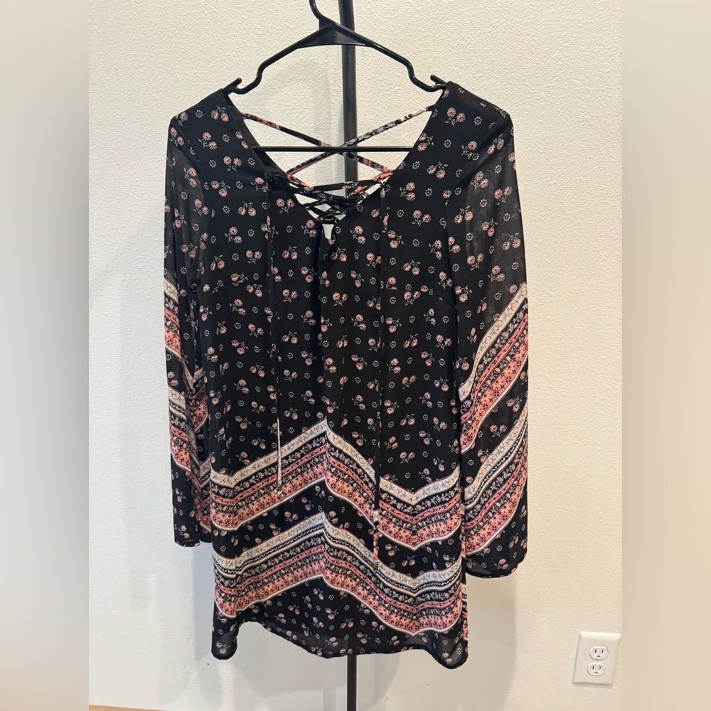 Floral Black and Pink Women's Dress
